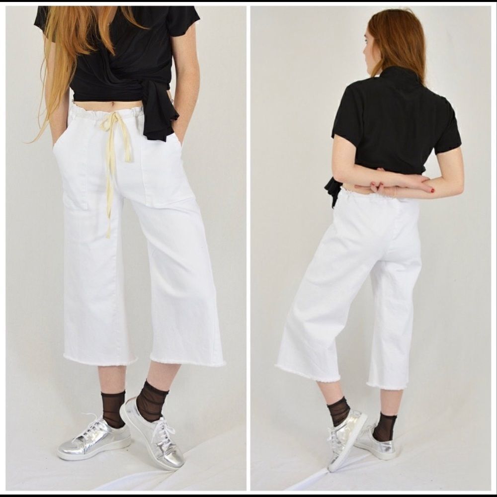 Revolve LACAUSA Denim Wide Leg Crop Pants